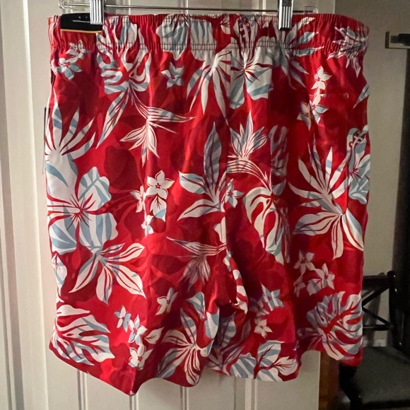 Speedo 7” SPF Inseam Red Hawaiian Swim Suit - Picture 2 of 7